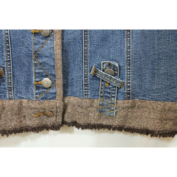 Venezia Womens Vintage Jean Trucker Jacket Rhinestones Fringe Coat Size L - Picture 4 of 8